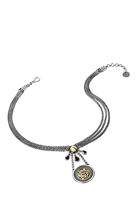 True Vision Of the Heart Necklace, 18k Yellow Gold with Sterling Silver & Garnet